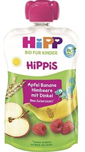 HIPP Hippis BIO Jablko, Banán, Maliny se Špaldou 100 g