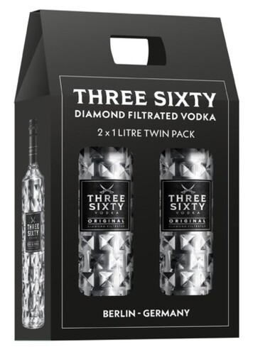 Three Sixty Vodka original 37,5% 2 x 1 l (karton)