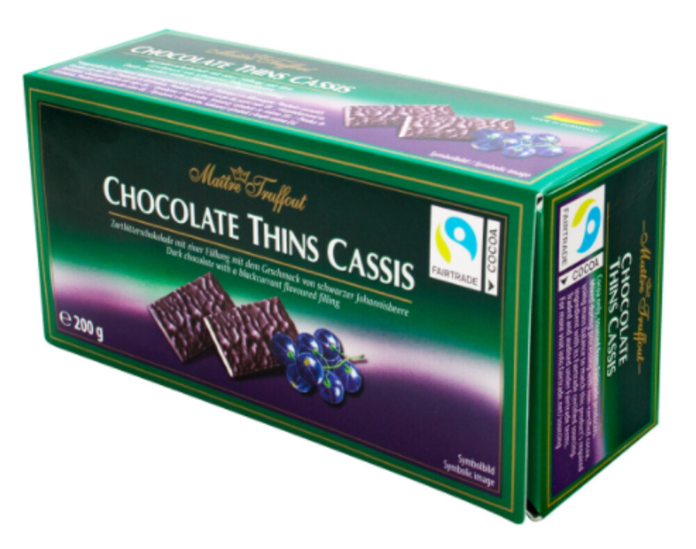 Maitre Truffout Chocolate Thins Casis 200 g