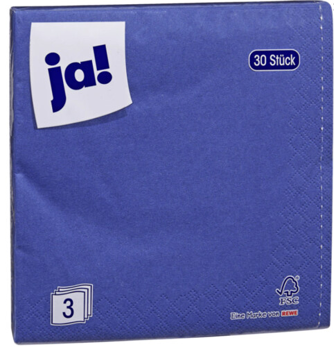 Ja! Servietten Denim Blau 30Stück 33x33cm