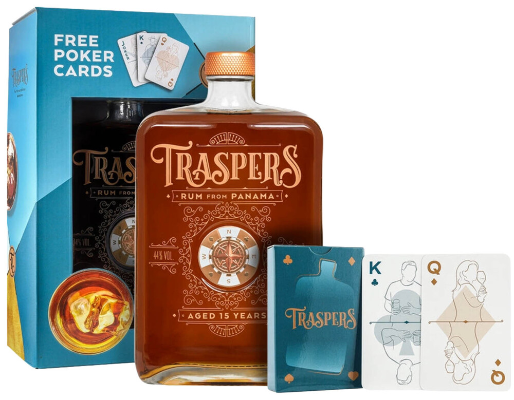 Traspers Rum Panama 15Y 44% 0,7 l + Poker Cards (karton)