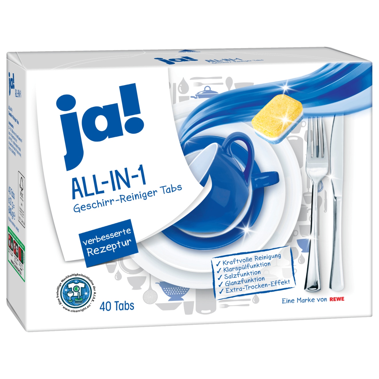 JA! All-In-1 Geschirr Reiniger 40 Tabs | Drogerie | Domácnost, úklid