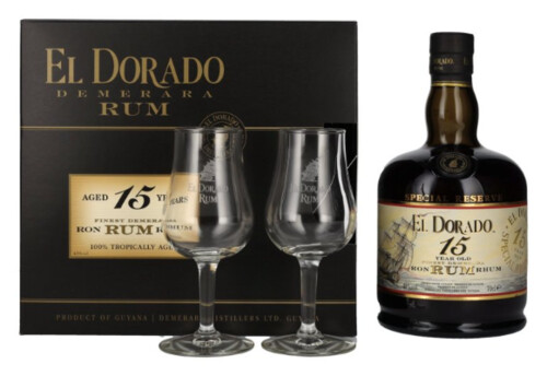 El Dorado 15Y + 2 skleničky 43% 0,7 l (karton)
