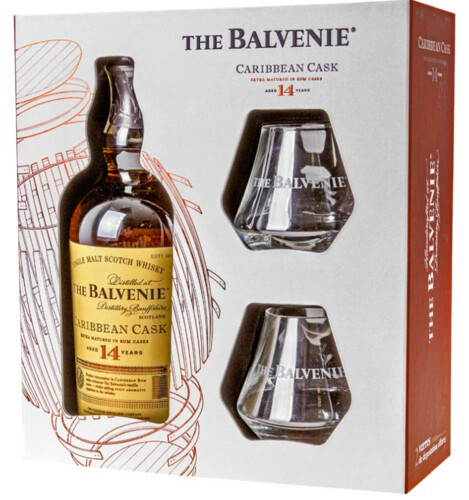 Balvenie 14y Caribbean Cask 43% 0,7 l + 2 skleničky (karton)