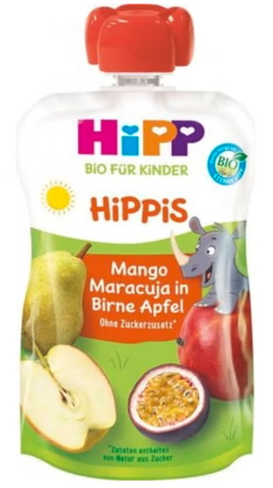 HIPP Hippis BIO 100% Ovocná Kapsička Mango, Maracuja, Hruška, Jablko  100 g 