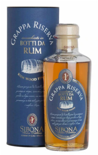 Sibona Grappa Riserva Botti Da Rum 44% 0,5 l (tuba)