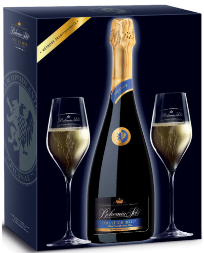 Bohemia Sekt Prestige Brut 12,5% 0,75 l + 2 skleničky (karton)