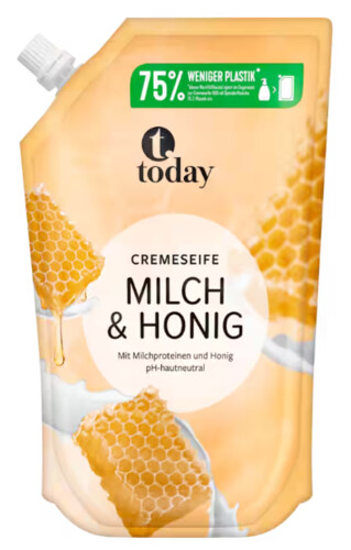 Today Cremeseife Milch Honig náhradní náplň 1000ml