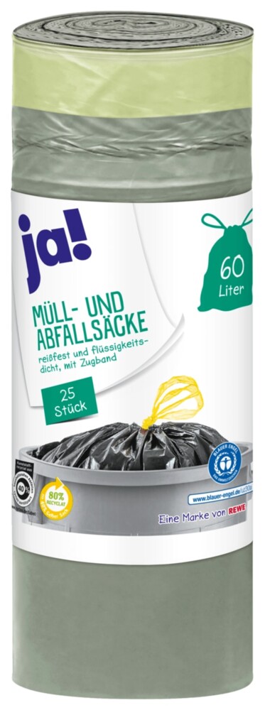 Ja! Müllsäcke Zugband 60l  25 Stück