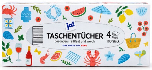 Ja! Taschnetücher papírové kapesníčky box 4vrstvy 100ks Pk