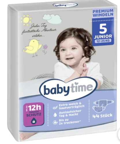 Babytime Windeln Junior 5 12-25kg  44 ks