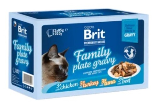 Brit Premium by Nature Cat Delikate Meat Fillets in Gravy Family 12 x 85 g