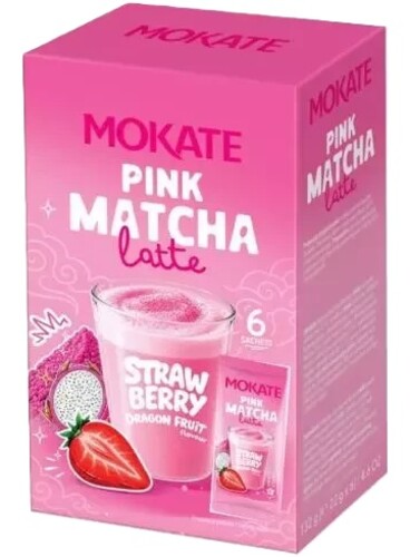 Mokate Pink Matcha latte jahody a dračí ovoce 22 g x 6