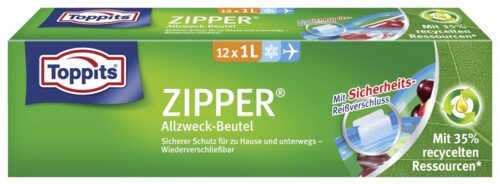 Toppits Zipper Allzweck-Beutel 12 x 1 l