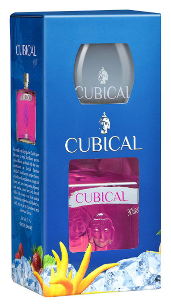 Gin Cubical Kiss + sklenička 37,5% 0,7 l (karton)