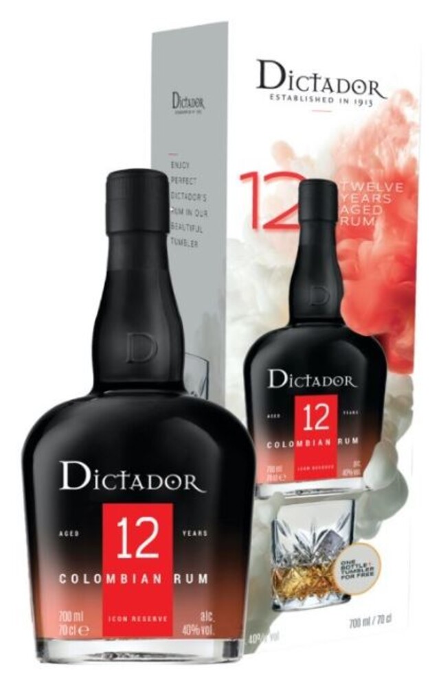 Dictador 12Y 40% 0,7 l + sklenička (karton)