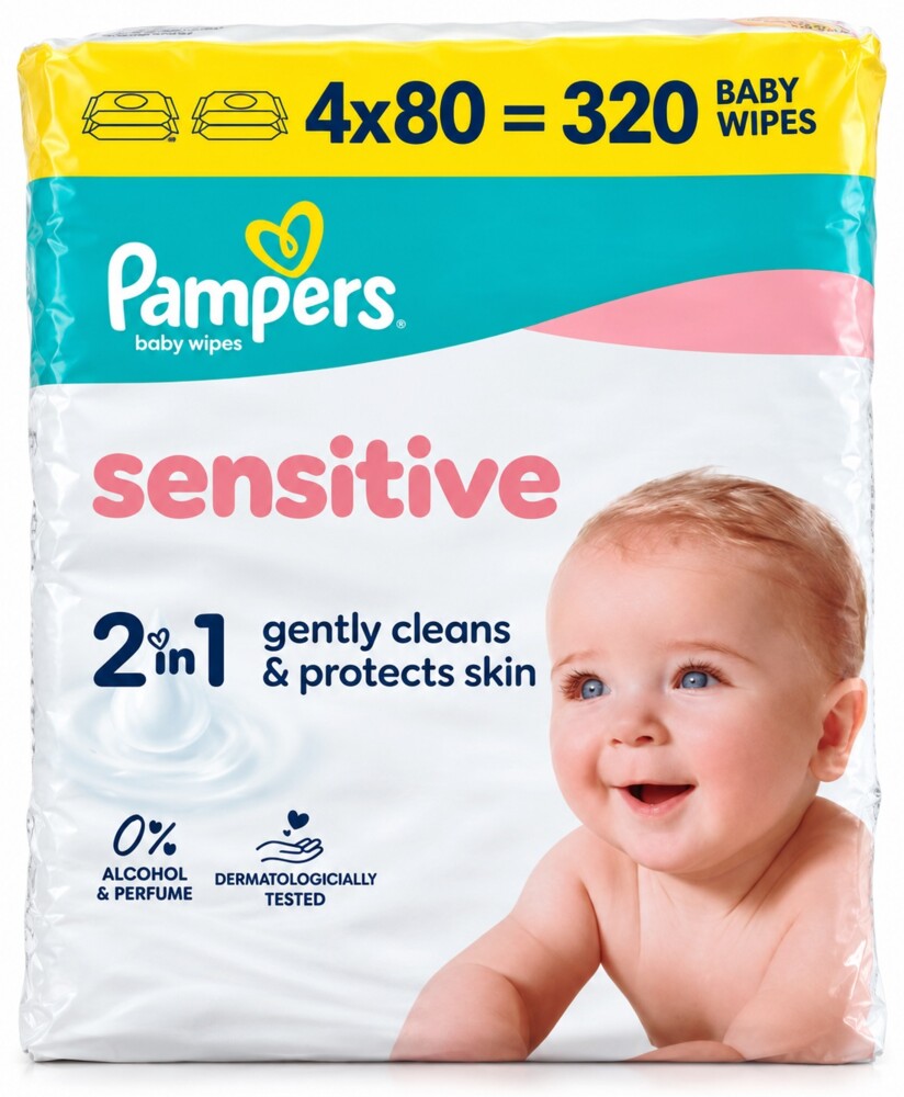 Pampers Sensitive vlhčené ubrousky 4 x 80ks