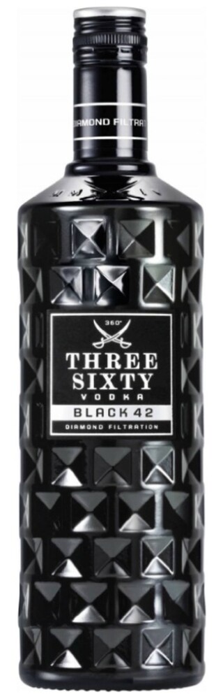 Three Sixty Vodka Black 42 42% 1 l (holá láhev)
