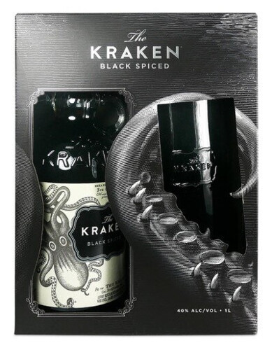 Kraken Black Spiced 40% 1 l + sklenička (karton)