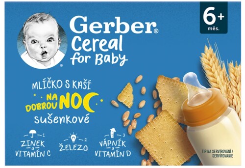 Gerber Cereal for Baby mlíčko s kaší sušenkové 2 x 200 ml