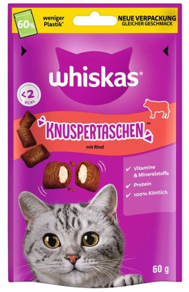 Whiskas Knuspertaschen Mit Rind 60 g