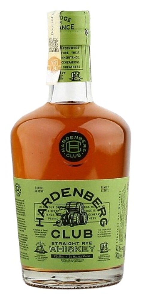 Hardenberg Club Straight Rye 42,5% 0,7 l (holá láhev)