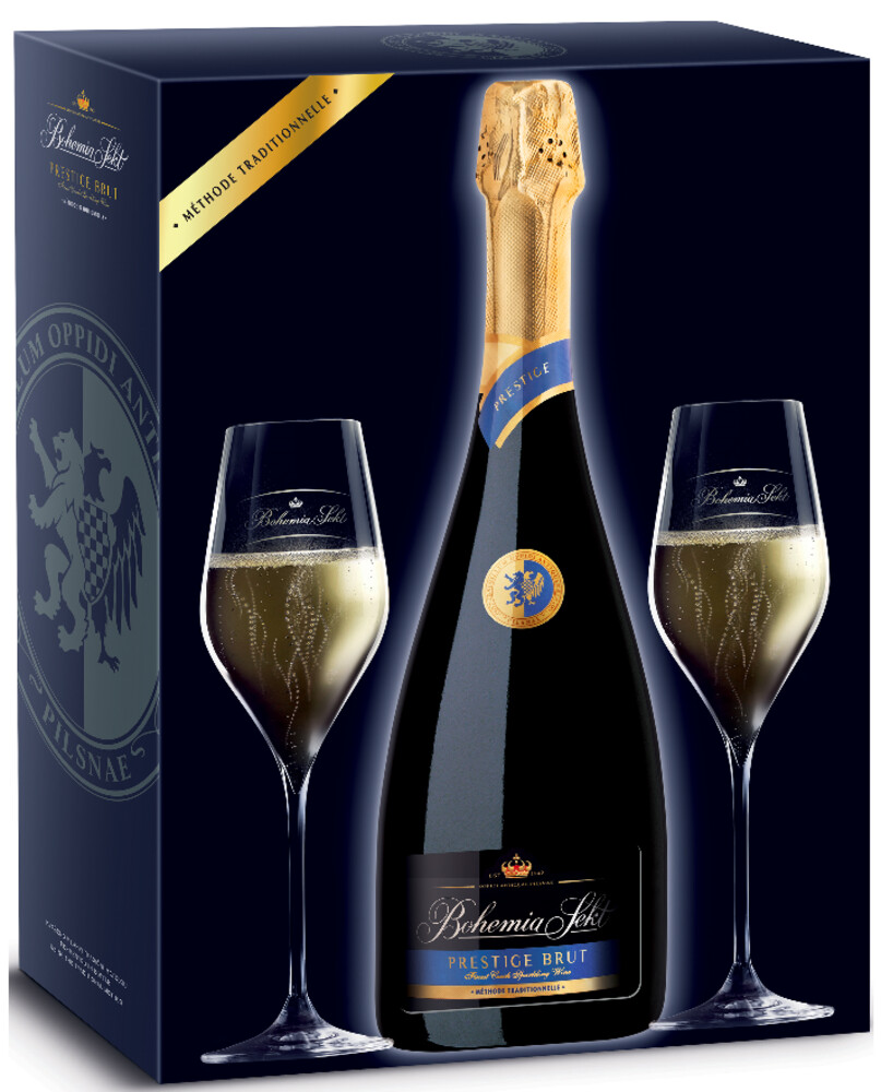 Bohemia Sekt Prestige Brut 12,5% 0,75 l + 2 skleničky (karton)