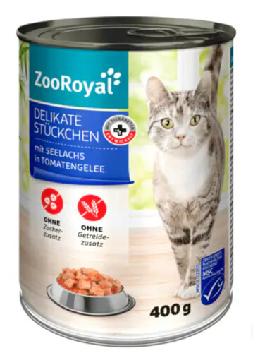 Zooroyal Delikate Stückchen mit Seelachs in Tomatengelee 400g 