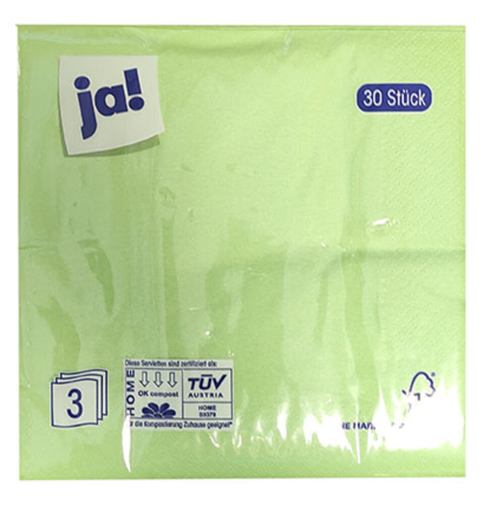 Ja! Ubrousky zelené 30ks 33x33cm