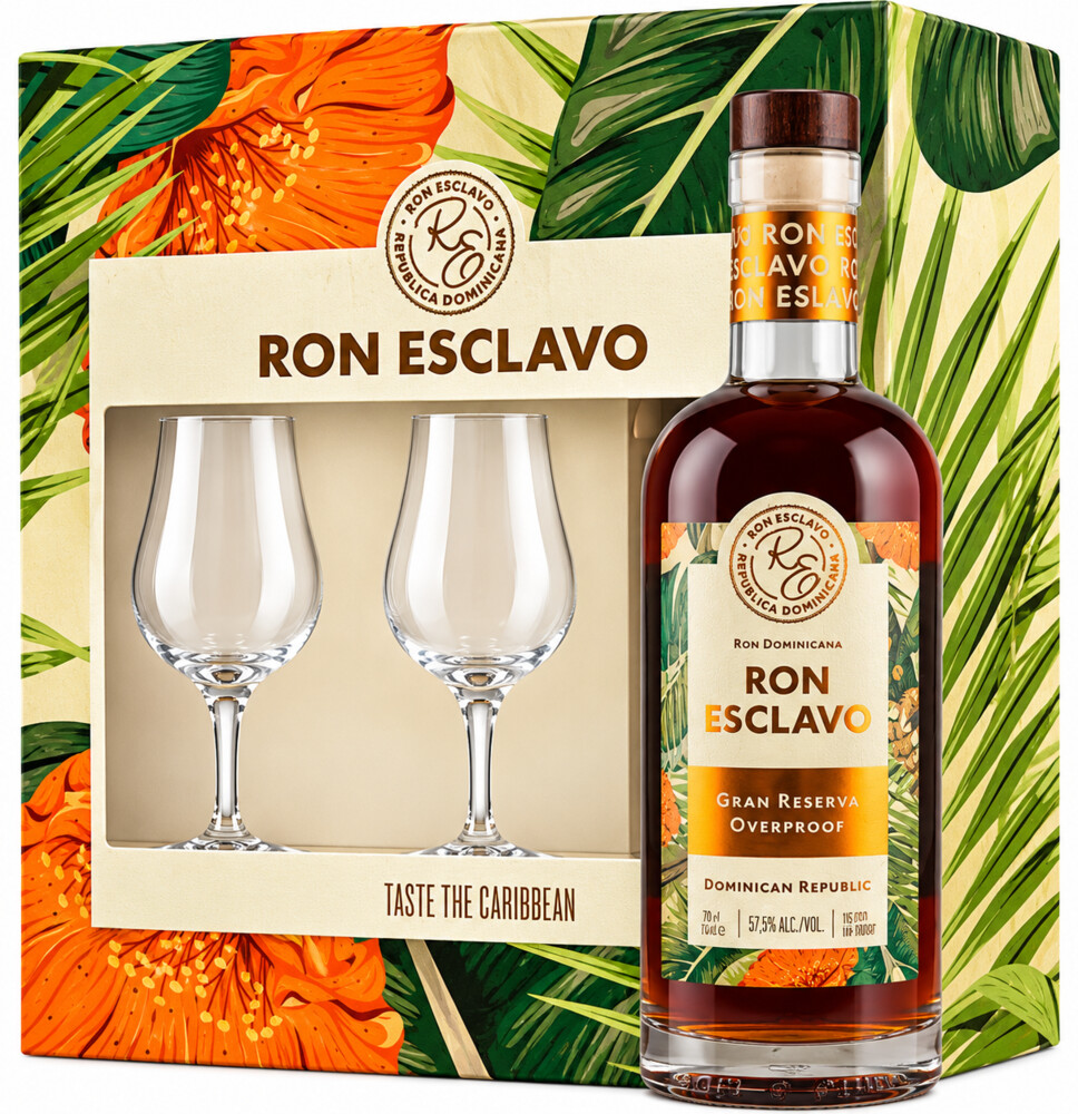 Ron Esclavo Gran Reserva Overproof 57,5% 0,5 l + skleničky (karton)