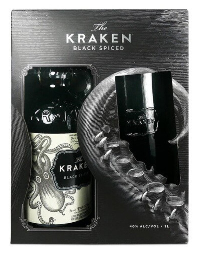Kraken Black Spiced 40% 1 l + sklenička (karton)