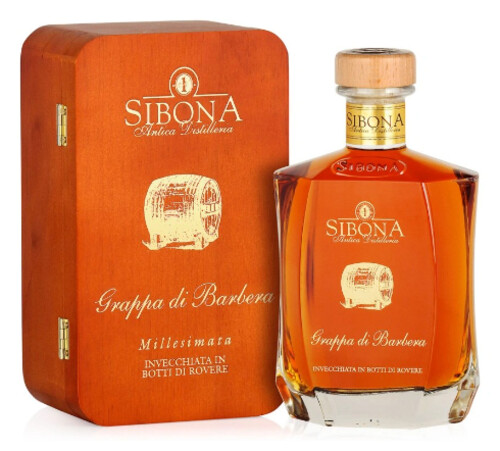 Sibona Grappa di Barbera 44% 0,7 l (dřevěná krabička)