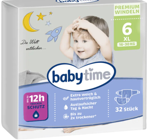 Babytime Premium Windeln XL  16-30Kg 32 ks