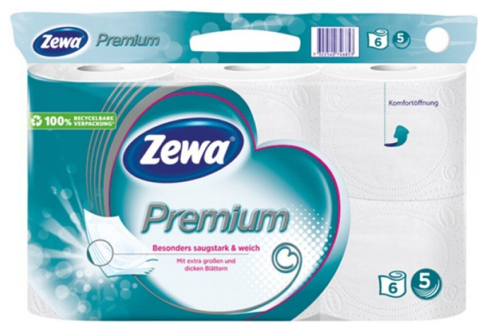 Zewa Premium toaletní papír 5vrstvý 6 rolí