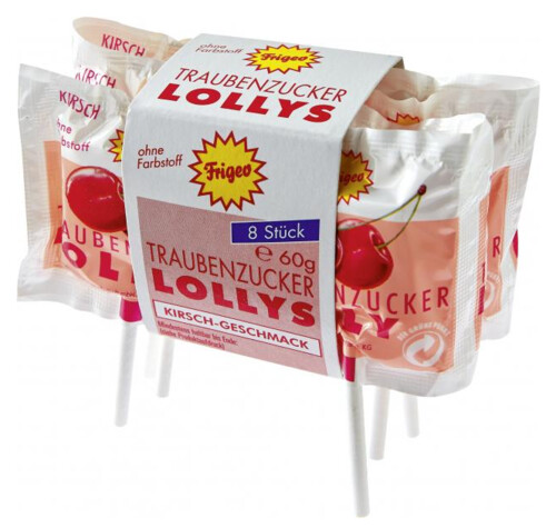 Frigeo Traubenzucker Lollys Kirsch 60 g