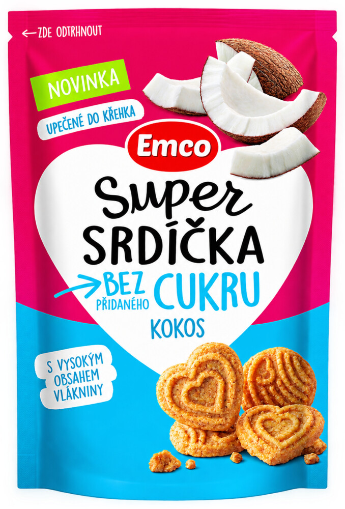 Emco super srdíčka kokos 140 g